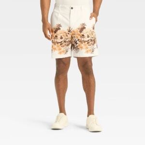 NWT Mens Tropical Print Houston White 8” Chino Shorts